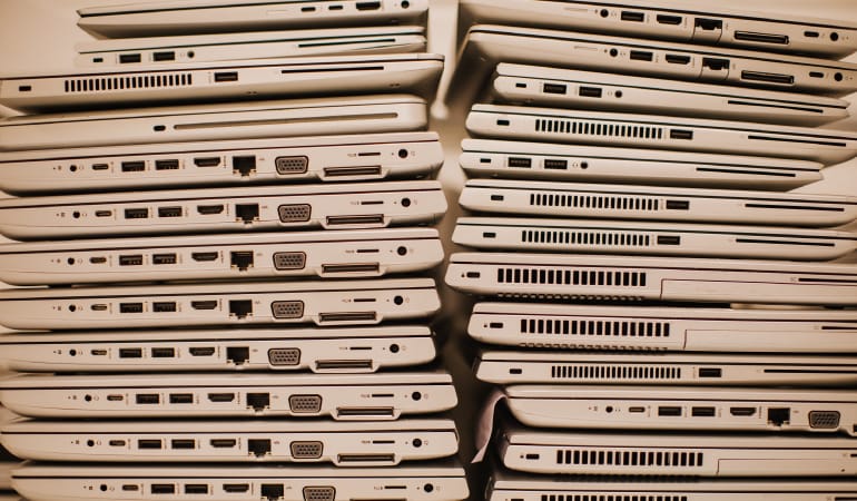Pile of laptops