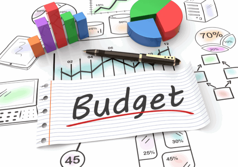 Budget Constraints pie chart on a stock chart and financial budget