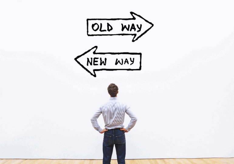 Resistance to Change old ways versus a new way, change management concept