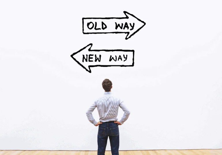 Resistance to Change old ways versus a new way, change management concept