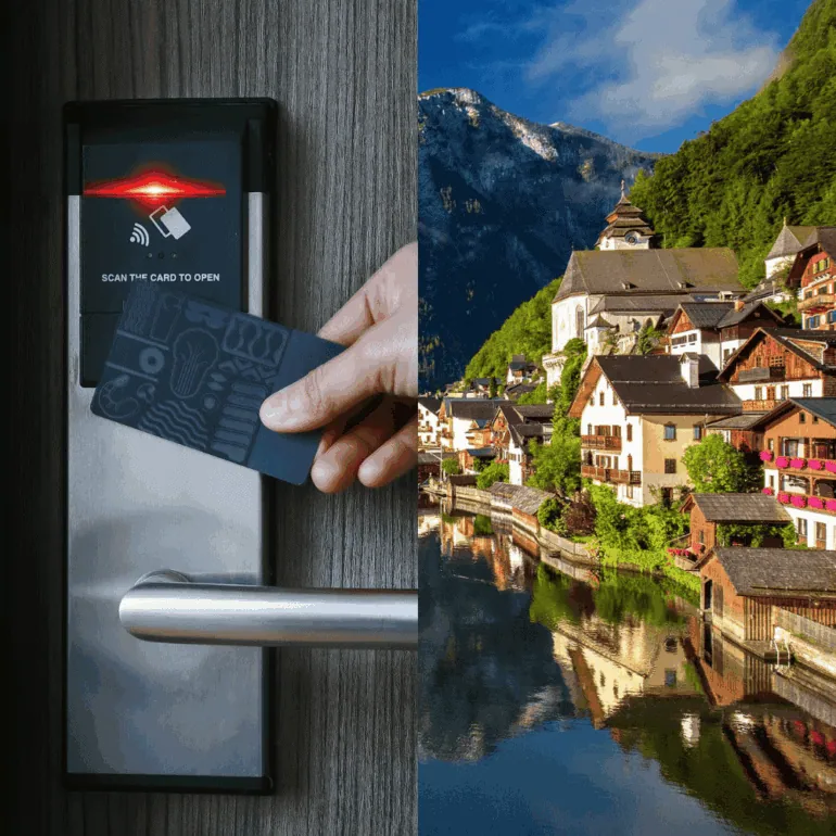 Hotel door lock and Austrian Village