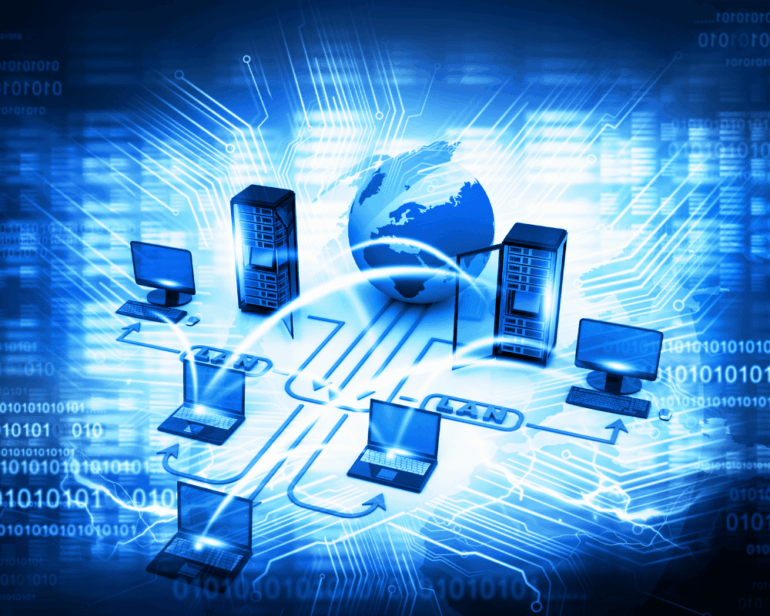 Graphic representation of a computer local area network (LAN)