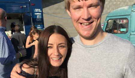 A photograph of a man and a woman during the Hitchin Beer and Cider Festival