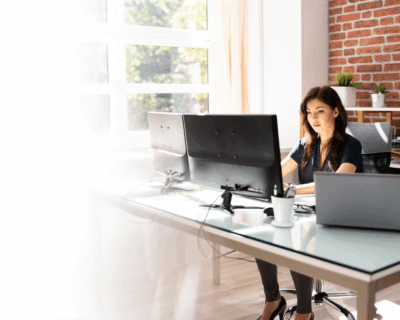  Woman Working On PC Computer