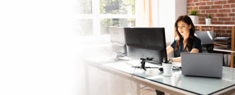  Woman Working On PC Computer