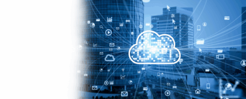  Cloud computing concept. Software as a Service. SaaS. Communication network.