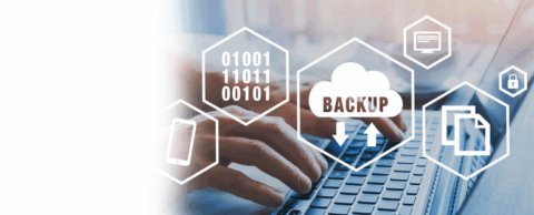  abstract image, cloud backup icons on a background on a computer keyboard